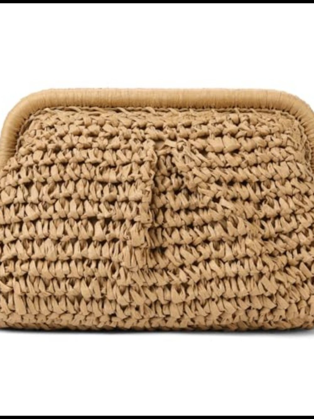 RNIEGA Faux Straw Cloud Clutch Crossbody Bag Woven Summer Beach Handbag